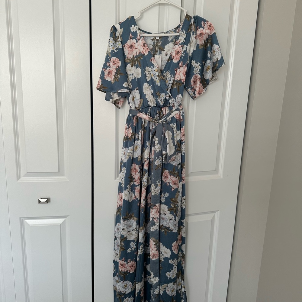 Baltic Born Floral Maxi Dress in Blue and Pink